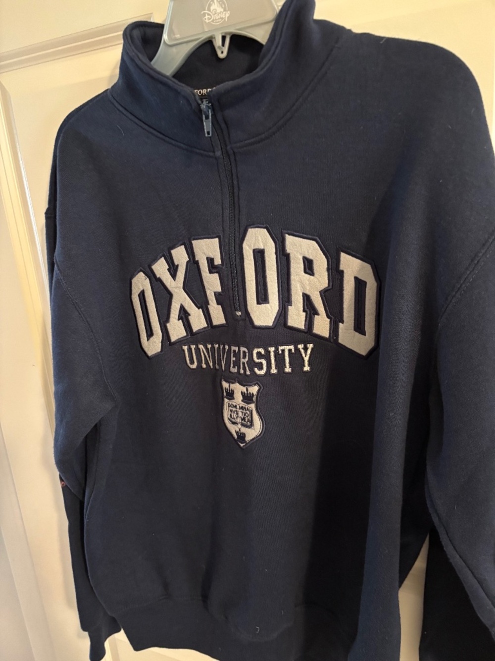 University Of Oxford Sweat shirt Navy with Gray raised lettering unisex size M